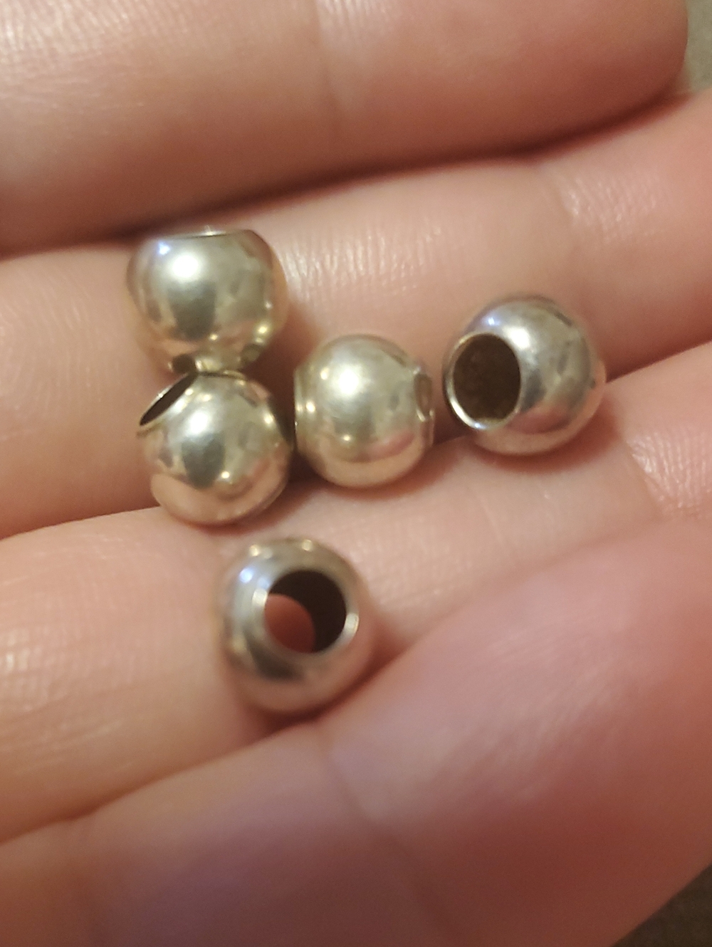 Sterling Silver Round Bead Charms - Silver